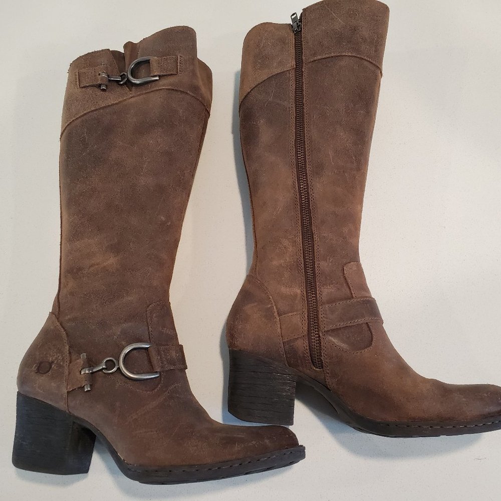 Born Brown Suede Knee-High Heeled Boots